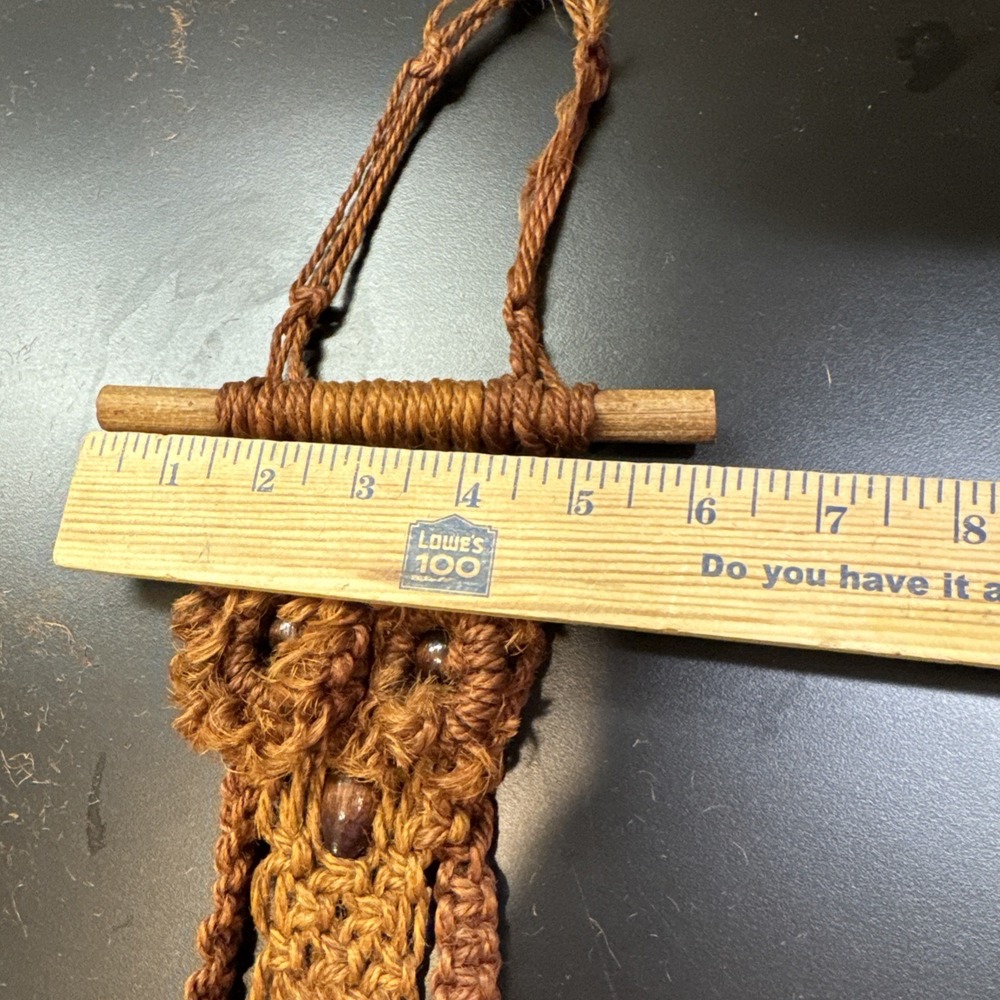 Vintage Owl Key Holder 1970's Boho Macrame Wall Hanging Decor Driftwood 21" - Picture 9 of 9
